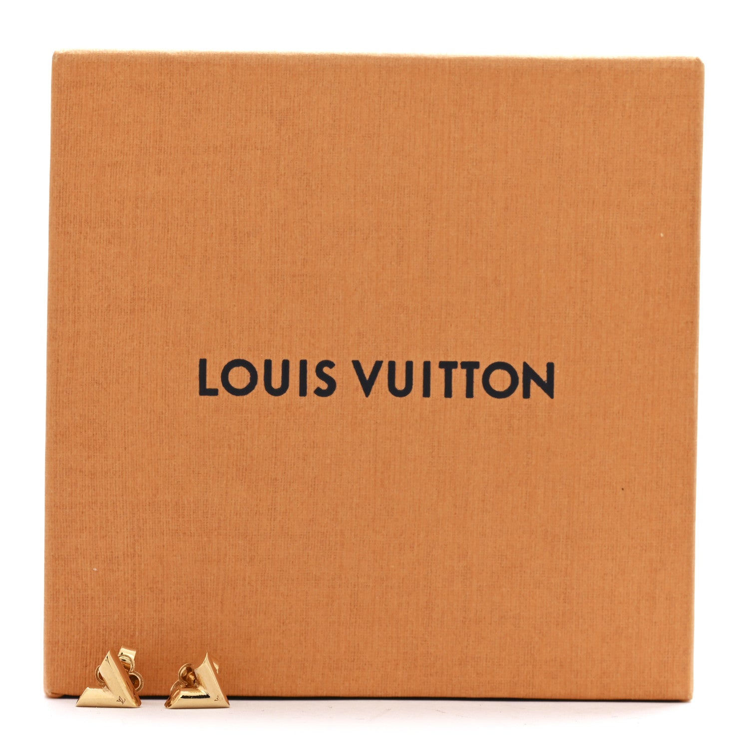 Louis Vuitton Brass Essential V Stud Earrings Gold 6 of 6