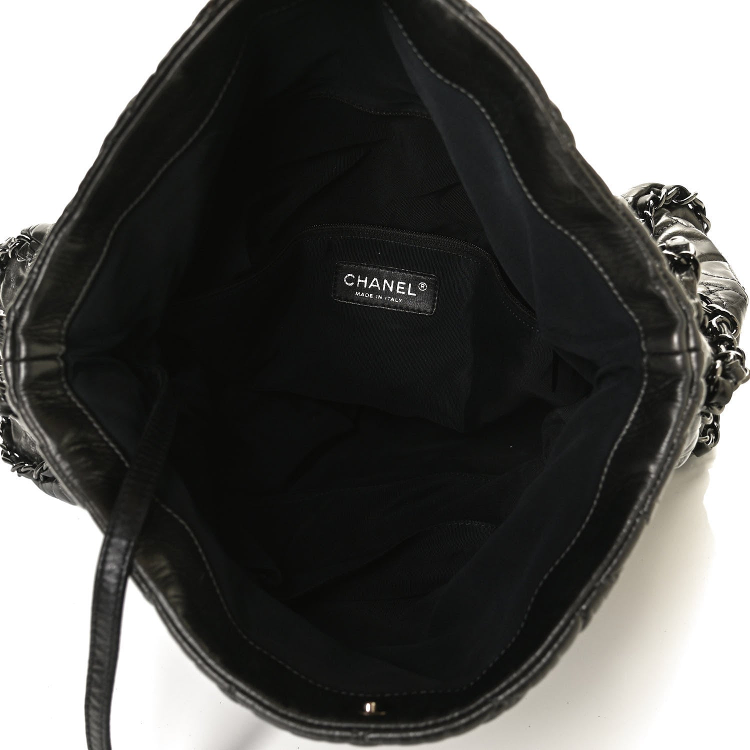 Chanel Metallic Calfskin Quilted Large Chain Me Hobo Dark Grey 5 of 10