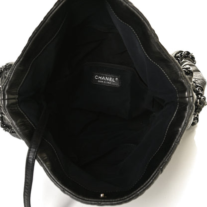 Chanel Metallic Calfskin Quilted Large Chain Me Hobo Dark Grey 5 of 10