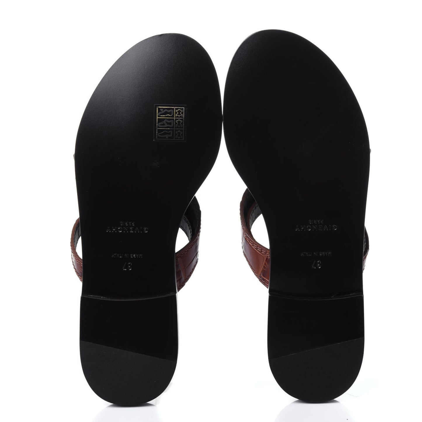 Calfskin Crocodile Embossed Eden Slides 37 Light Brown