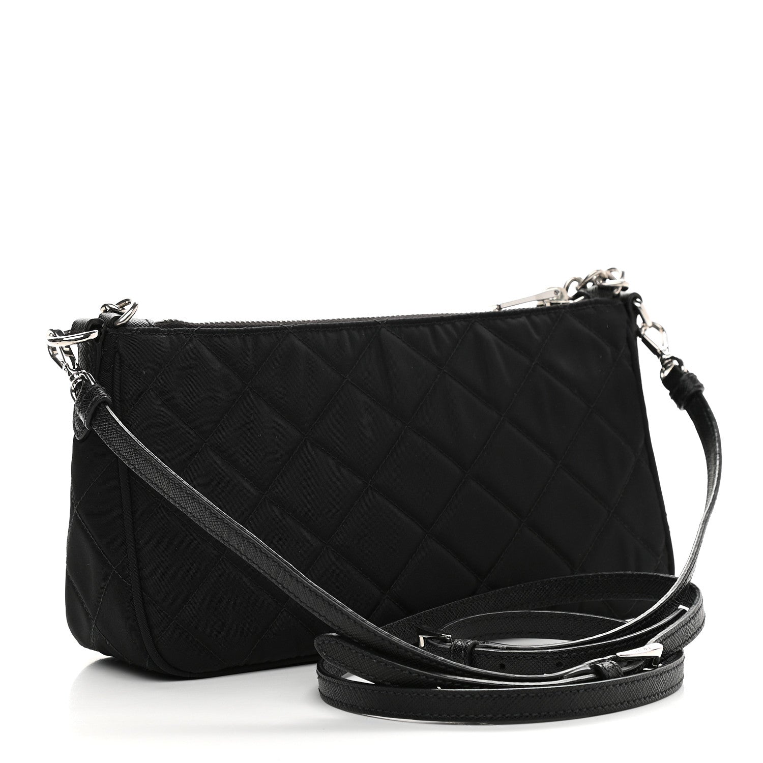 Prada Nylon Tessuto Impuntu Quilted Crossbody Bag Black 2 of 8
