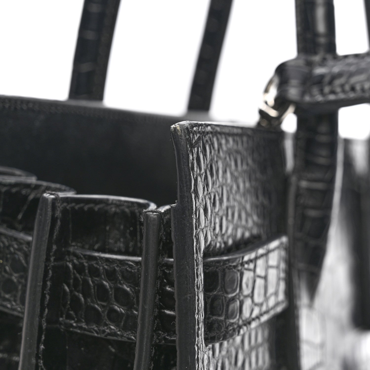 Saint Laurent Calfskin Crocodile Embossed Baby Sac De Jour Black 15 of 15