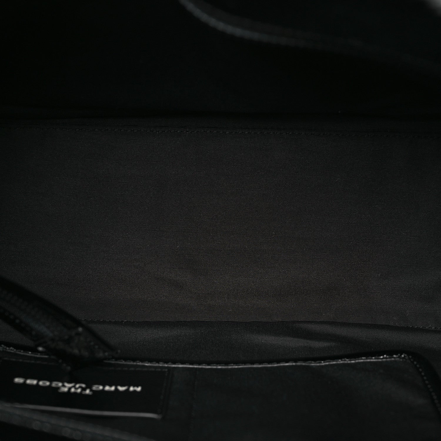 Marc Jacobs Shiny Calfskin Faux Shearling Large The Traveler Tote Bag Black 5 of 12