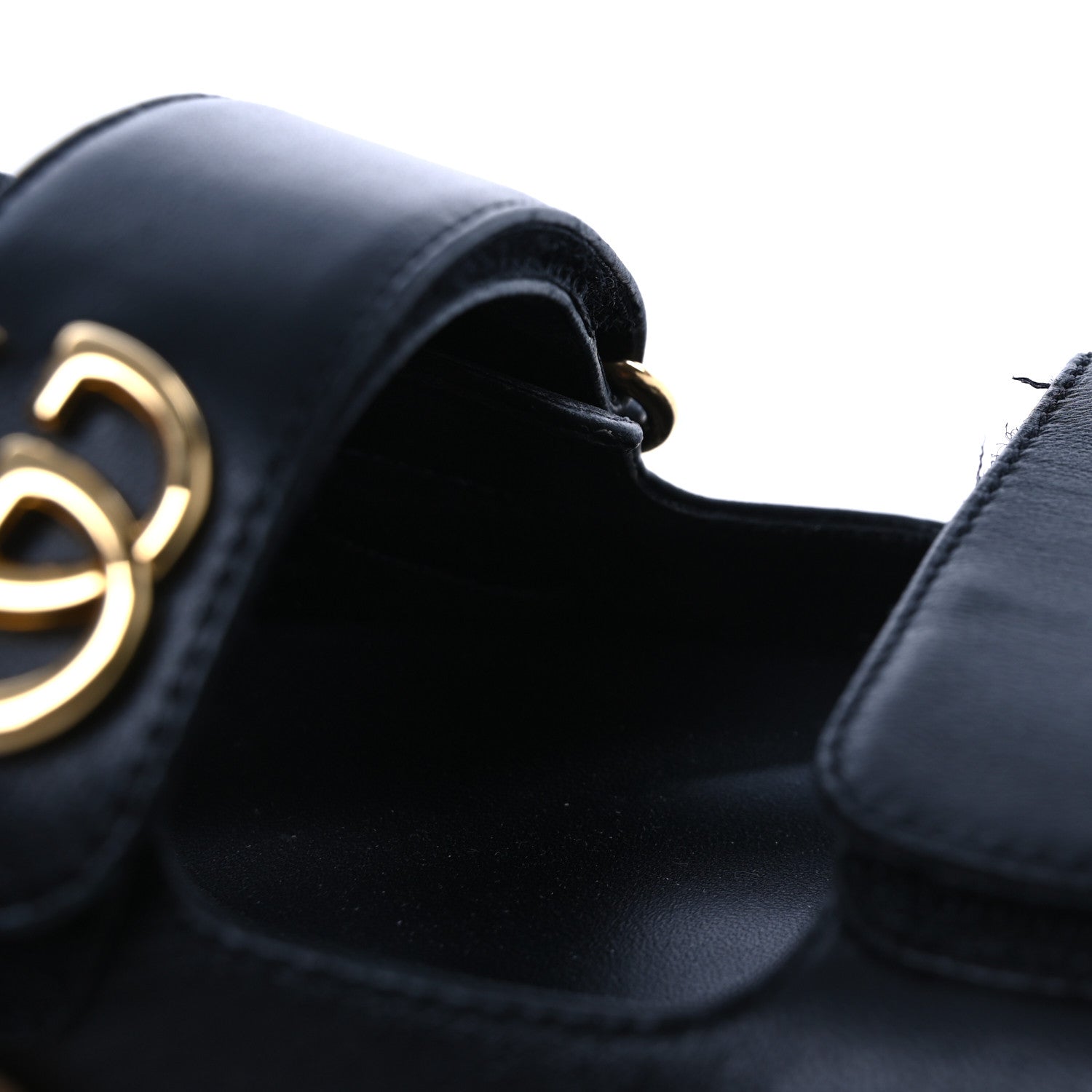 Gucci Calfskin Mini Double G Womens Isla Dad Sandals 37 Black 12 of 13