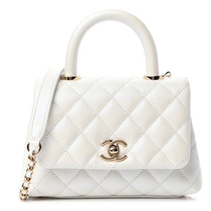 Chanel Iridescent Caviar Quilted Extra Mini Coco Handle Flap White 1 of 10