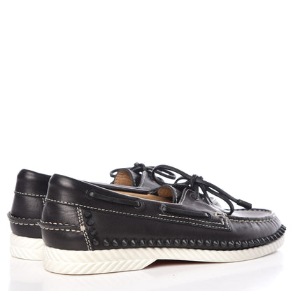 Christian Louboutin Calfskin Mens Steckel Spikes Boat Shoe 39 Black 4 of 11
