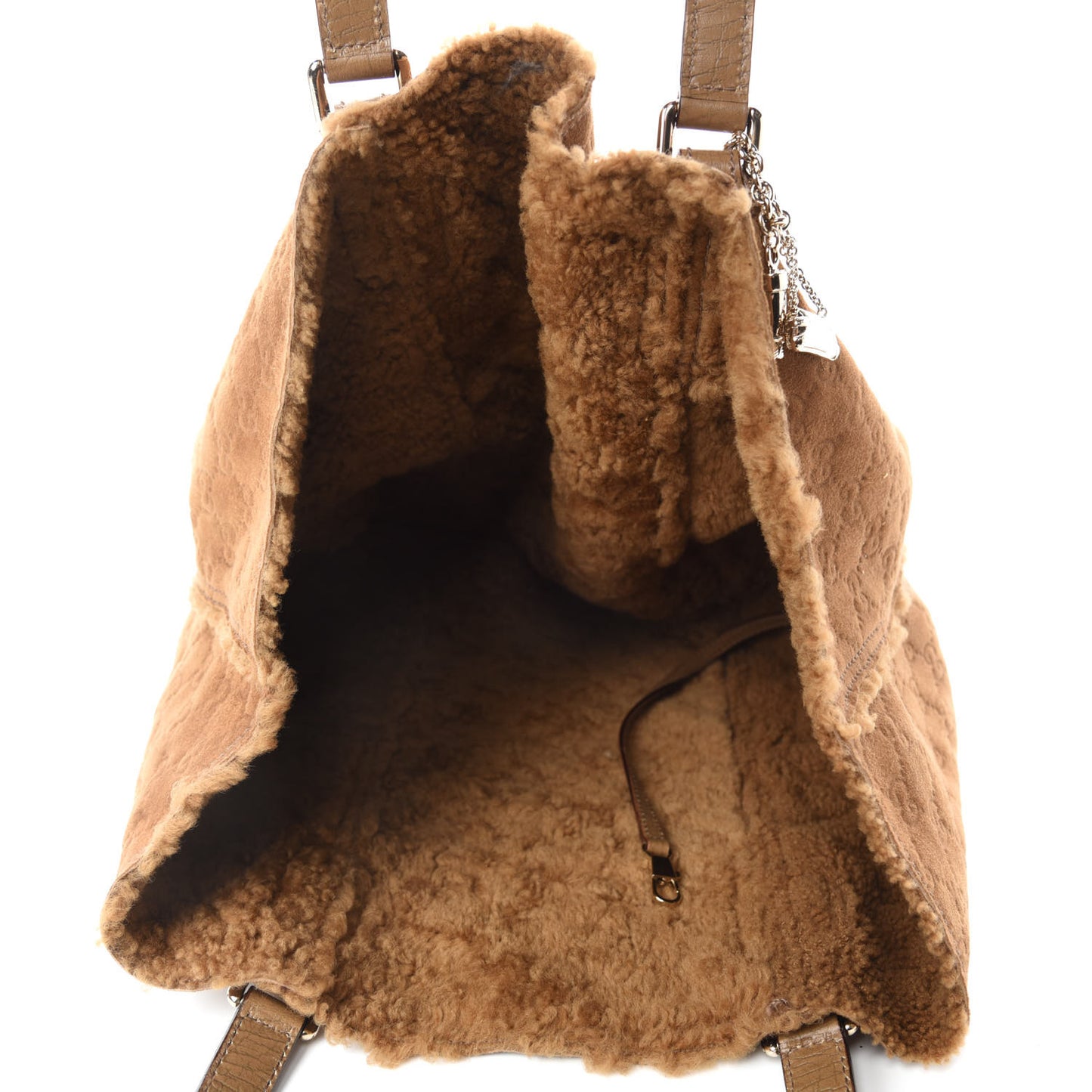 Suede Shearling Guccissima Large Jolicoeur Tote Tan