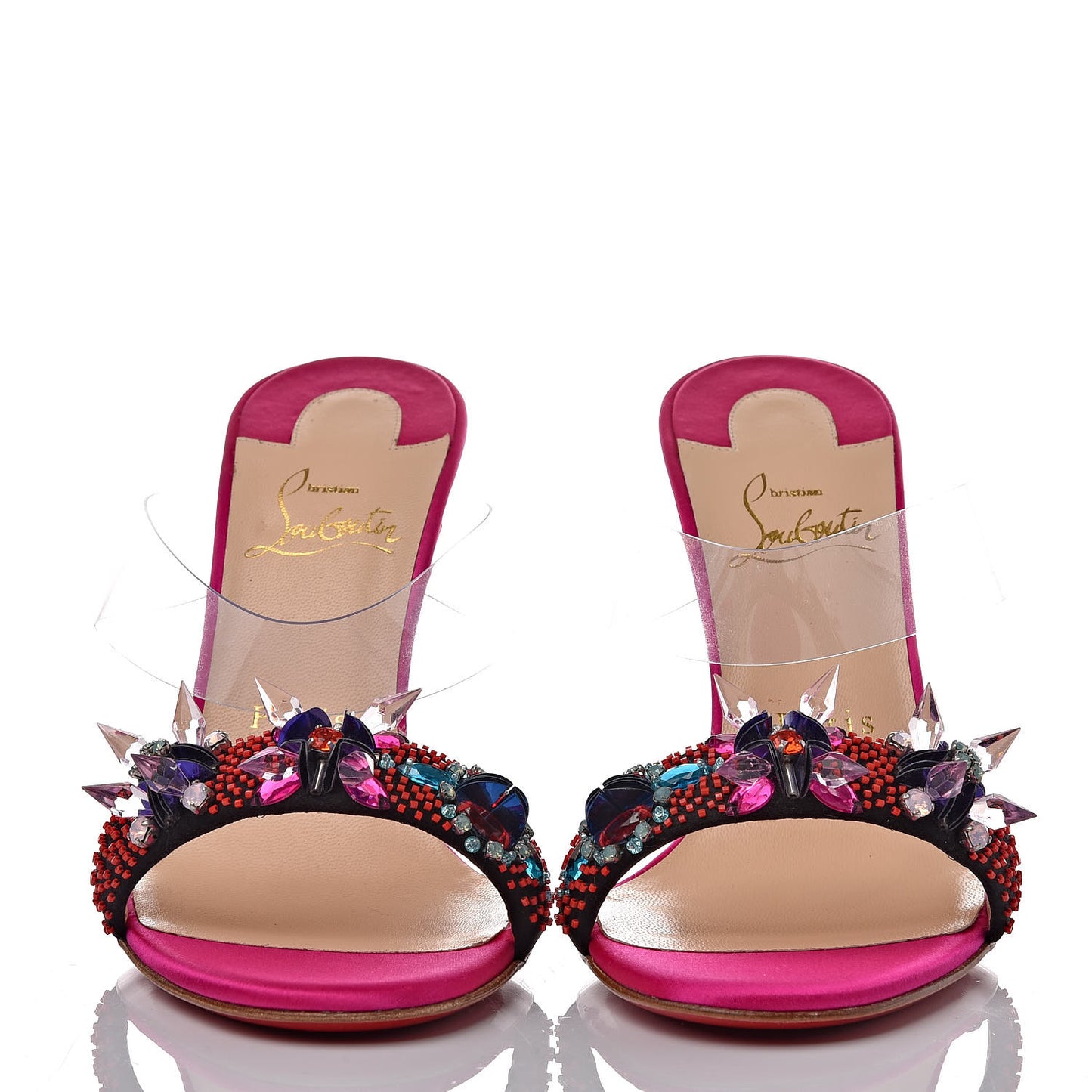 Satin PVC Speleola Slide Sandals 38 Poudre Black