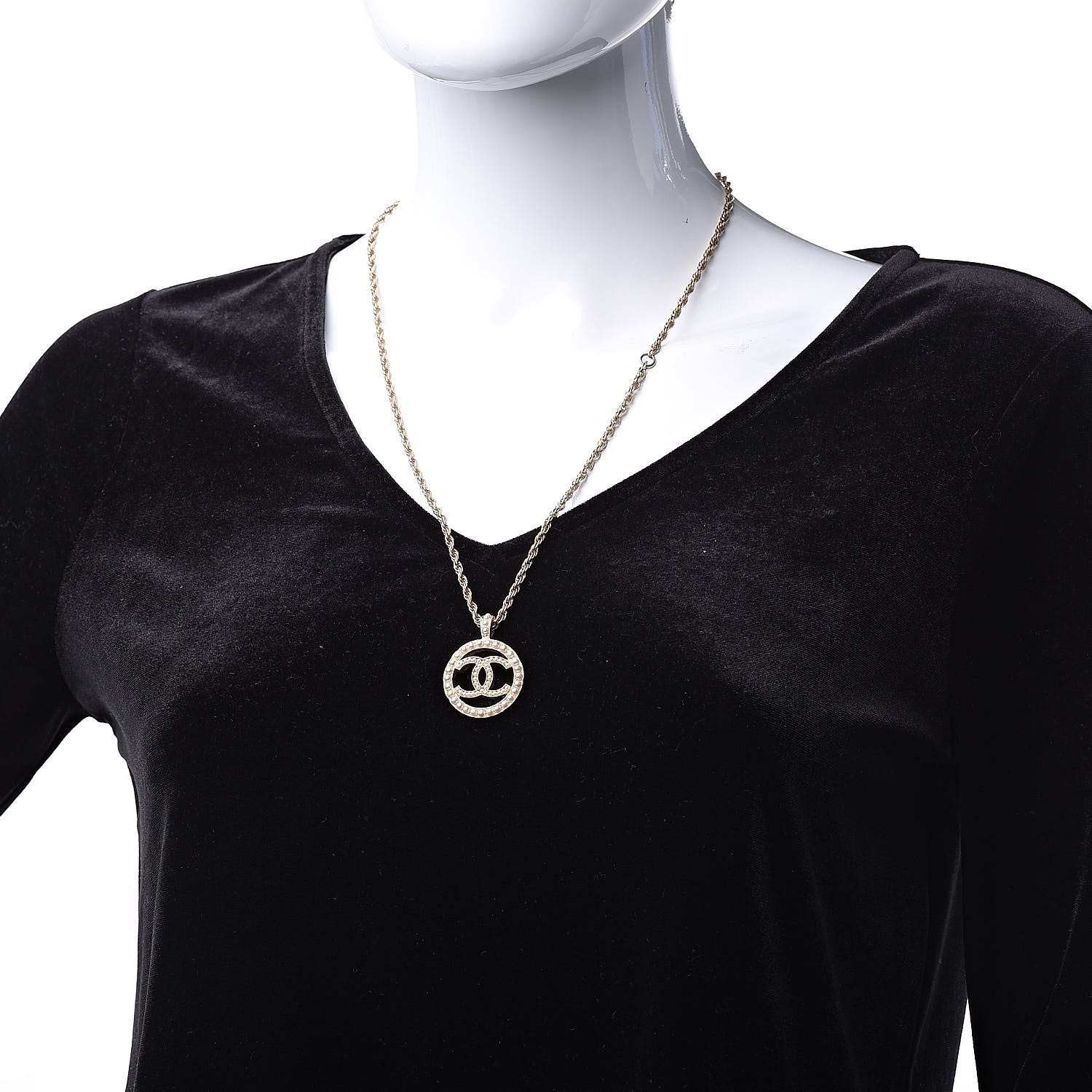 Chanel Pearl CC Round Pendant Necklace Gold 2 of 6