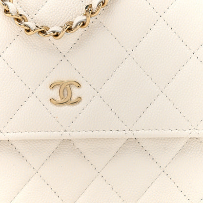 Chanel Caviar Quilted Square Wallet On Chain WOC White 8 of 14