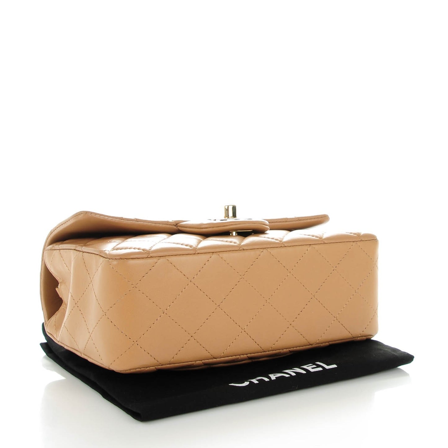 Lambskin Quilted Mini Rectangular Flap Beige