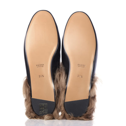 Gucci Goatskin Fur Bee Star Embroidered Womens Princetown Slippers 37.5 Black 6 of 10