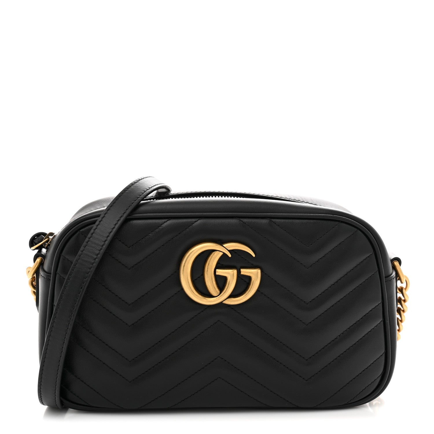 Gucci Calfskin Matelasse Small GG Marmont Camera Bag Black 1 of 10