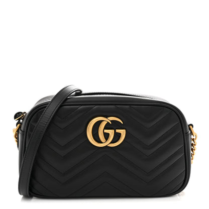 Gucci Calfskin Matelasse Small GG Marmont Camera Bag Black 1 of 10