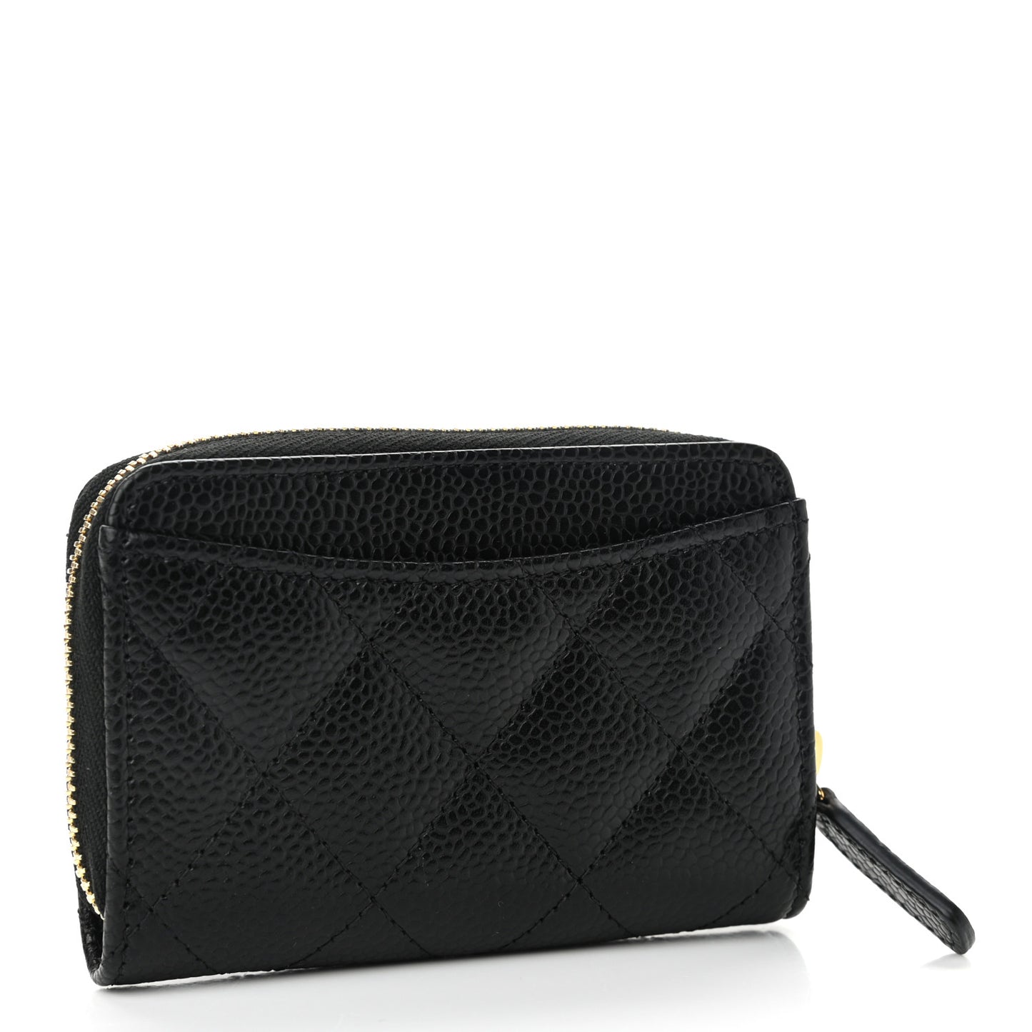 Caviar Quilted Classic Zipped Coin Purse Black