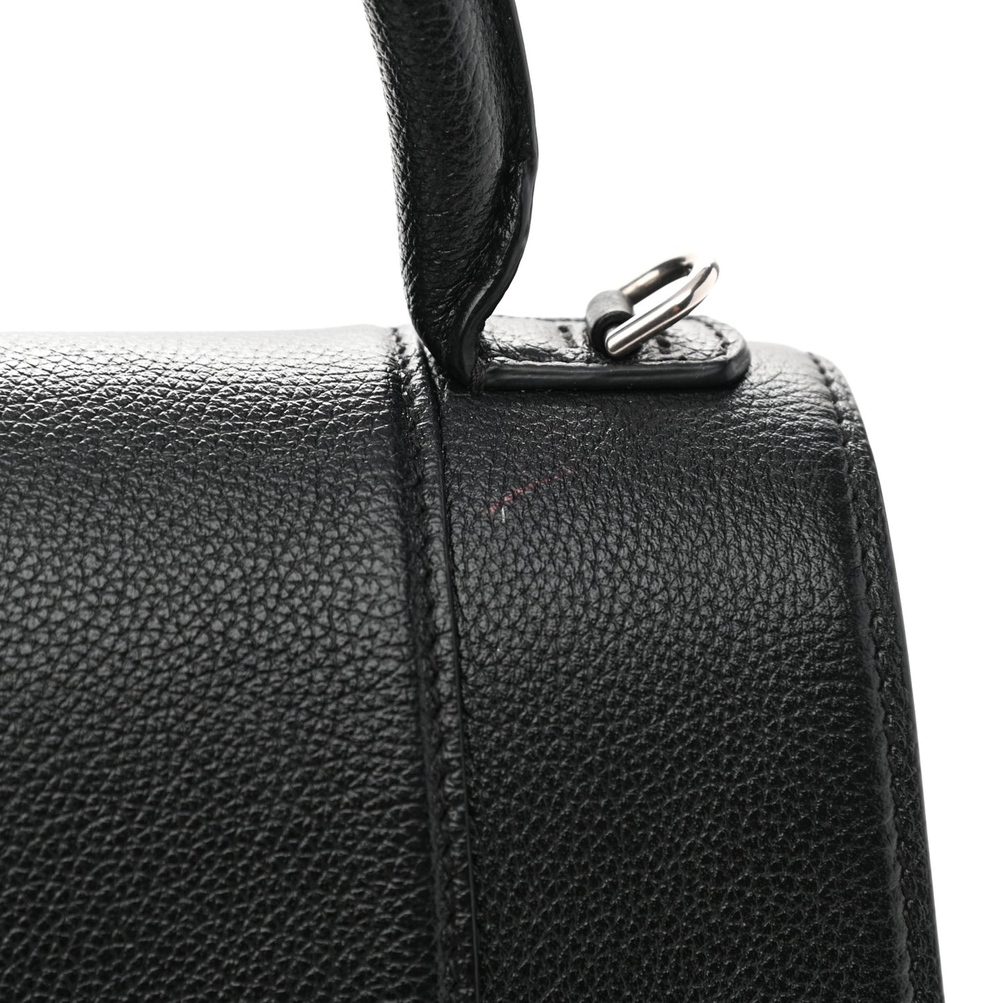 Grained Calfskin Medium Hourglass Top Handle Bag Black