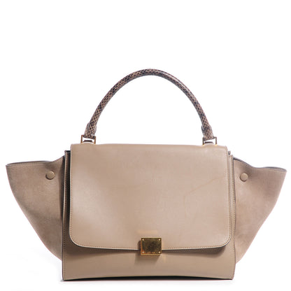 Celine Calfskin Suede Whipsnake Medium Trapeze Black Dune 1 of 9