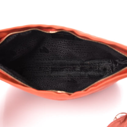 Lanvin Lambskin Quilted Amalia Cosmetic Pouch Coral 7 of 13