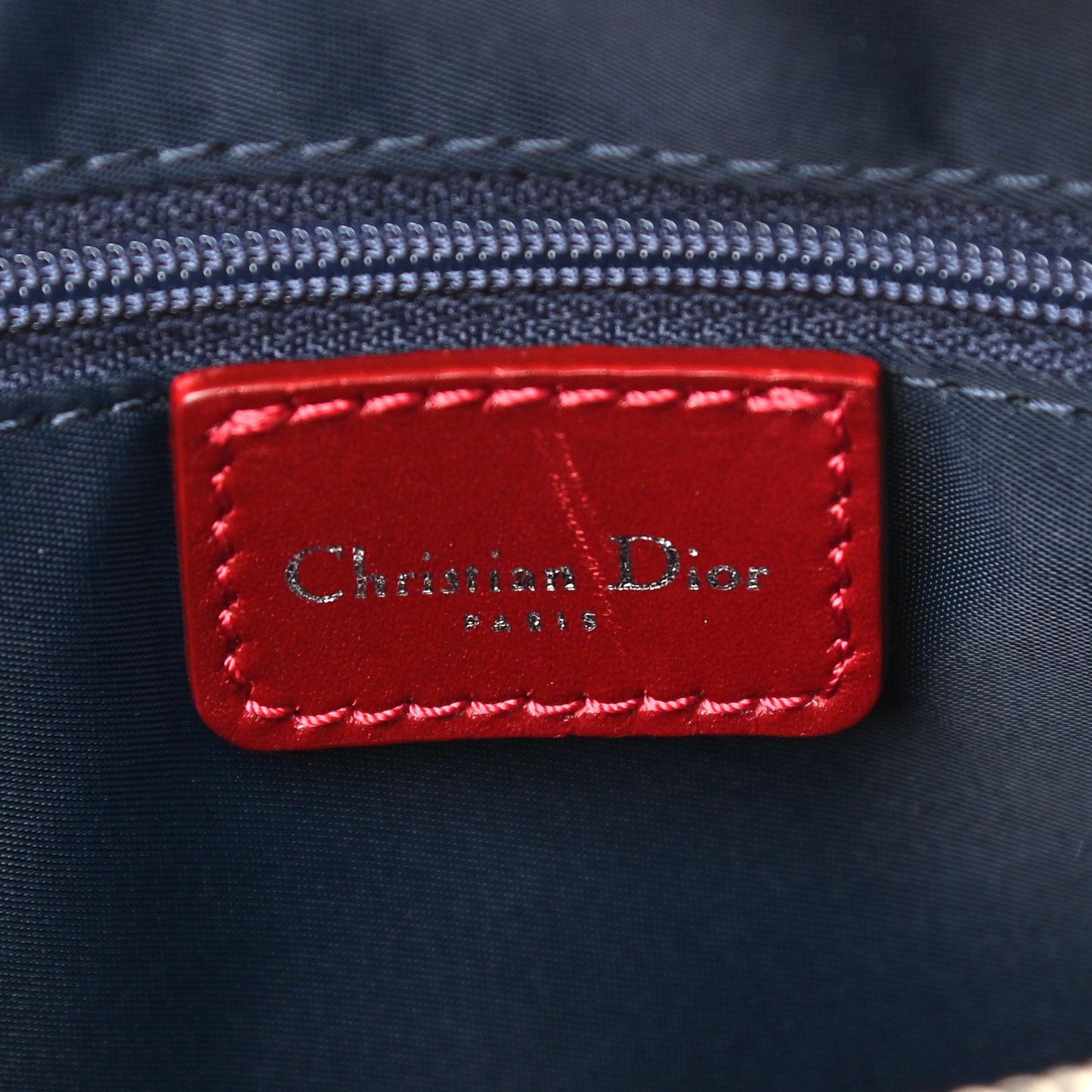 Denim Calfskin Monogram Tote Navy Blue Red