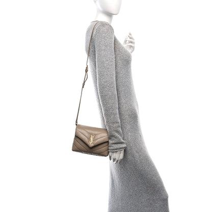 Saint Laurent Calfskin Y Quilted Monogram Toy Loulou Crossbody Bag Dark Beige 3 of 10