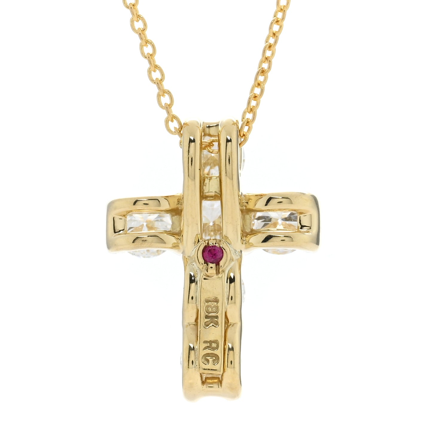 ROBERTO COIN 18K Yellow Gold Diamond Tiny Treasures Square Cross Pendant Necklace