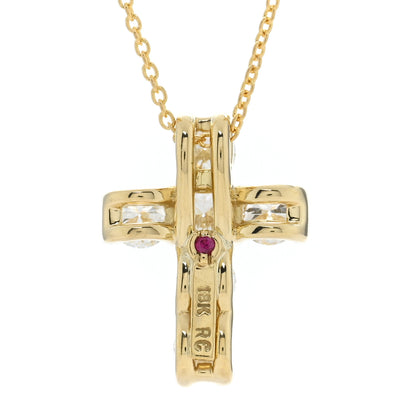 Roberto Coin ROBERTO COIN 18K Yellow Gold Diamond Tiny Treasures Square Cross Pendant Necklace 5 of 5