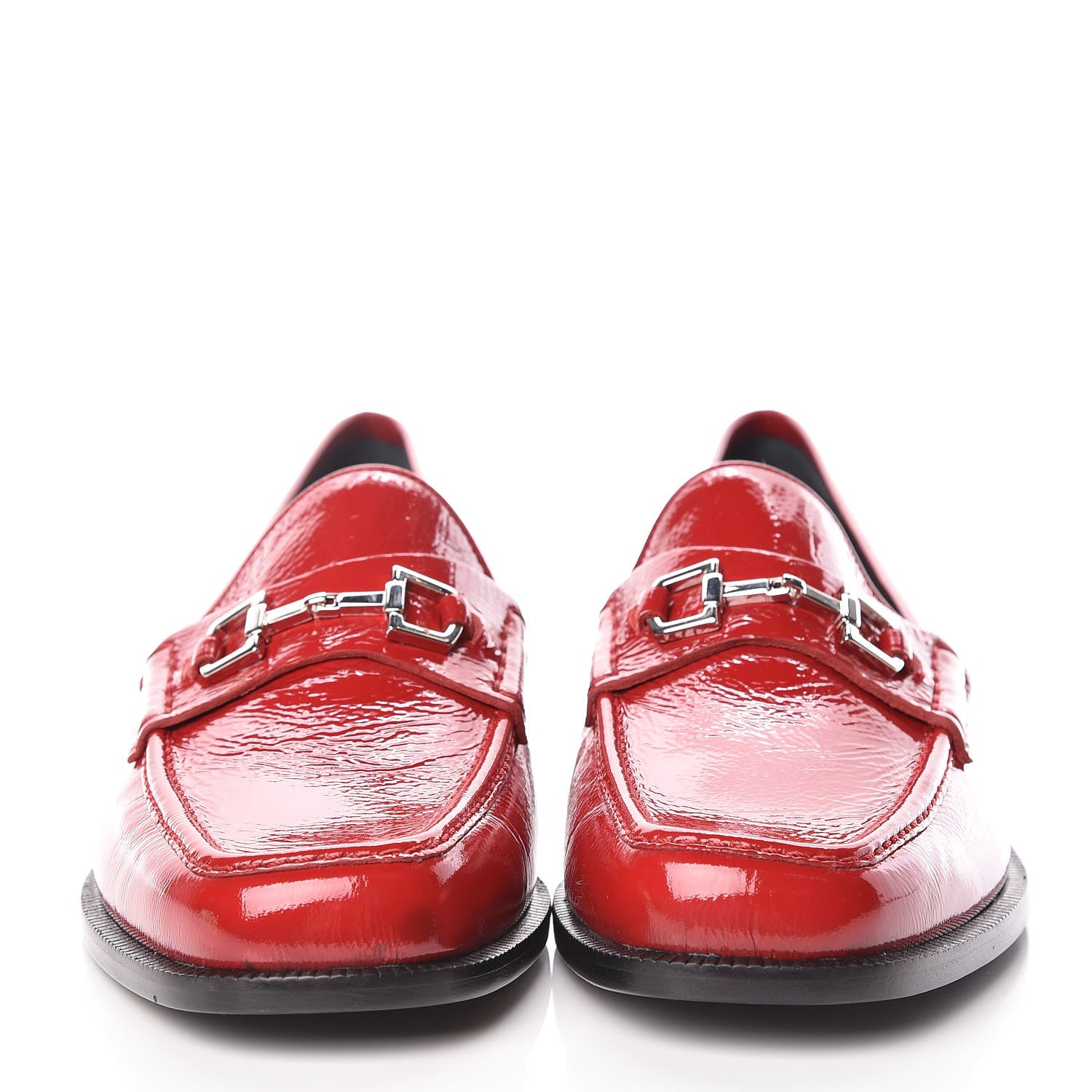 Gucci Naplack Patent Horsebit Womens Banks Loafers 41 Red 2 of 11