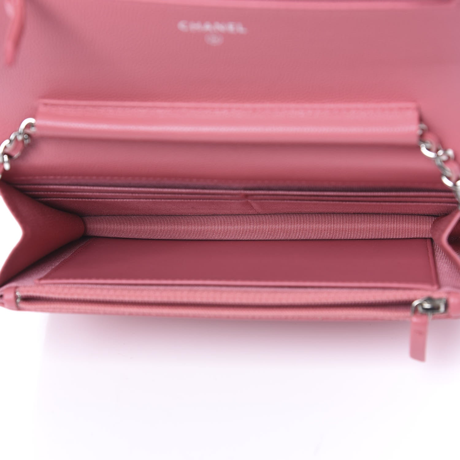 Chanel Caviar Chevron Quilted Wallet On Chain WOC Pink 4 of 12