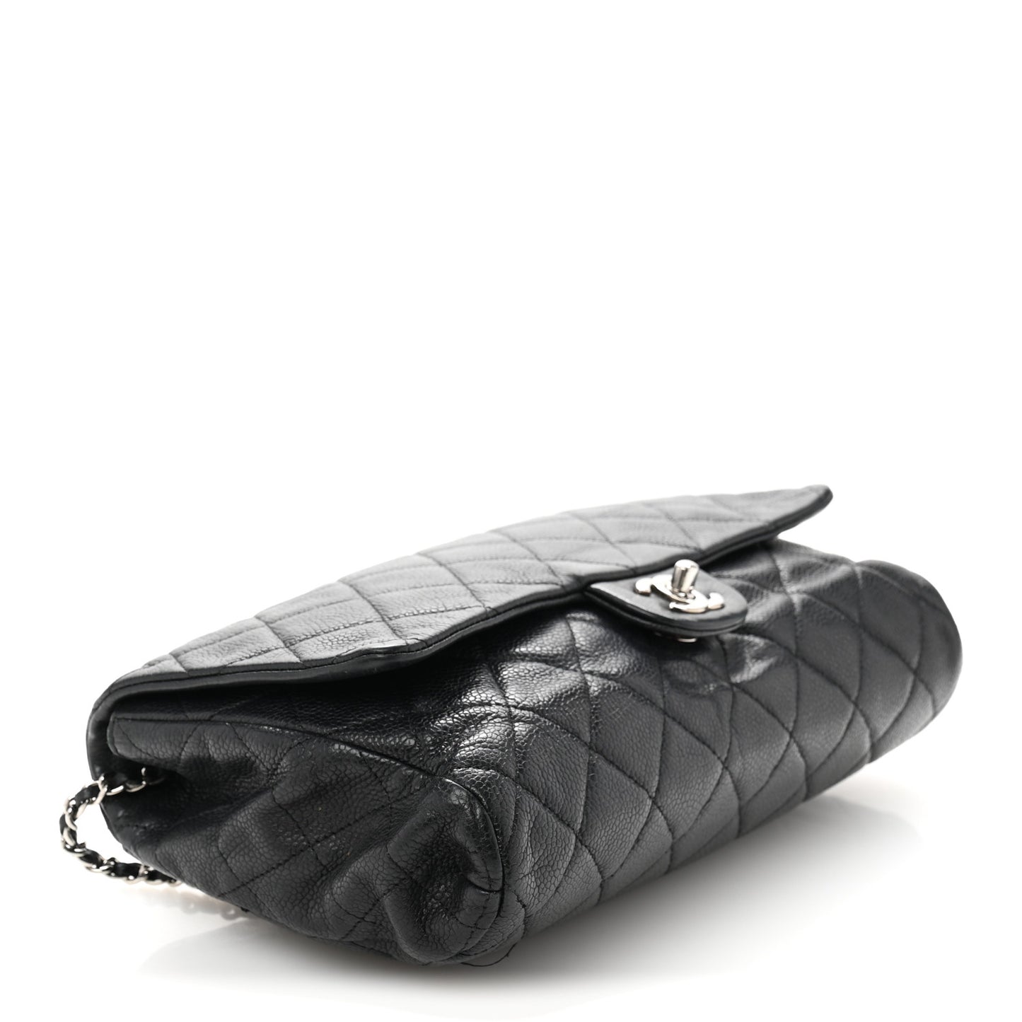 Caviar Quilted Clutch With Chain Flap Black