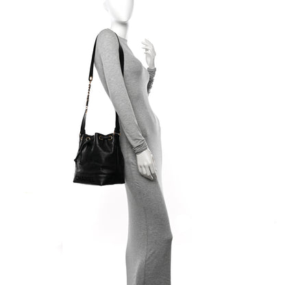 Chanel Caviar Logo Drawstring Bucket Bag Black 2 of 11