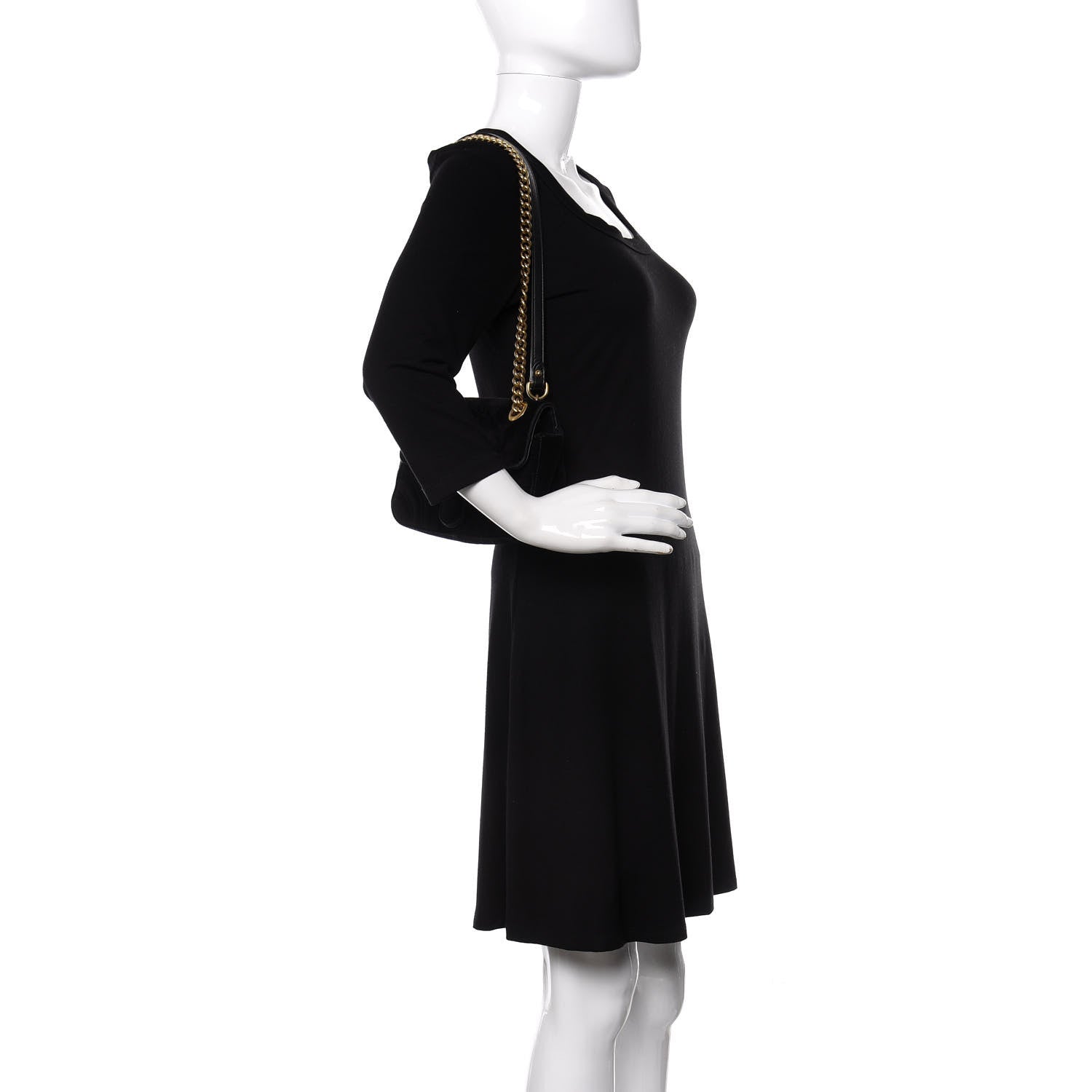 Gucci Velvet Matelasse Mini GG Marmont Shoulder Bag Black 2 of 11