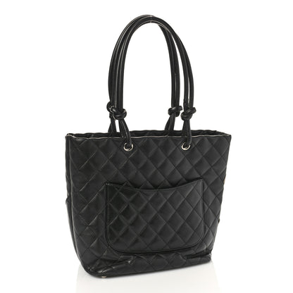 Chanel Calfskin Quilted Medium Cambon Tote Black White 2 of 10