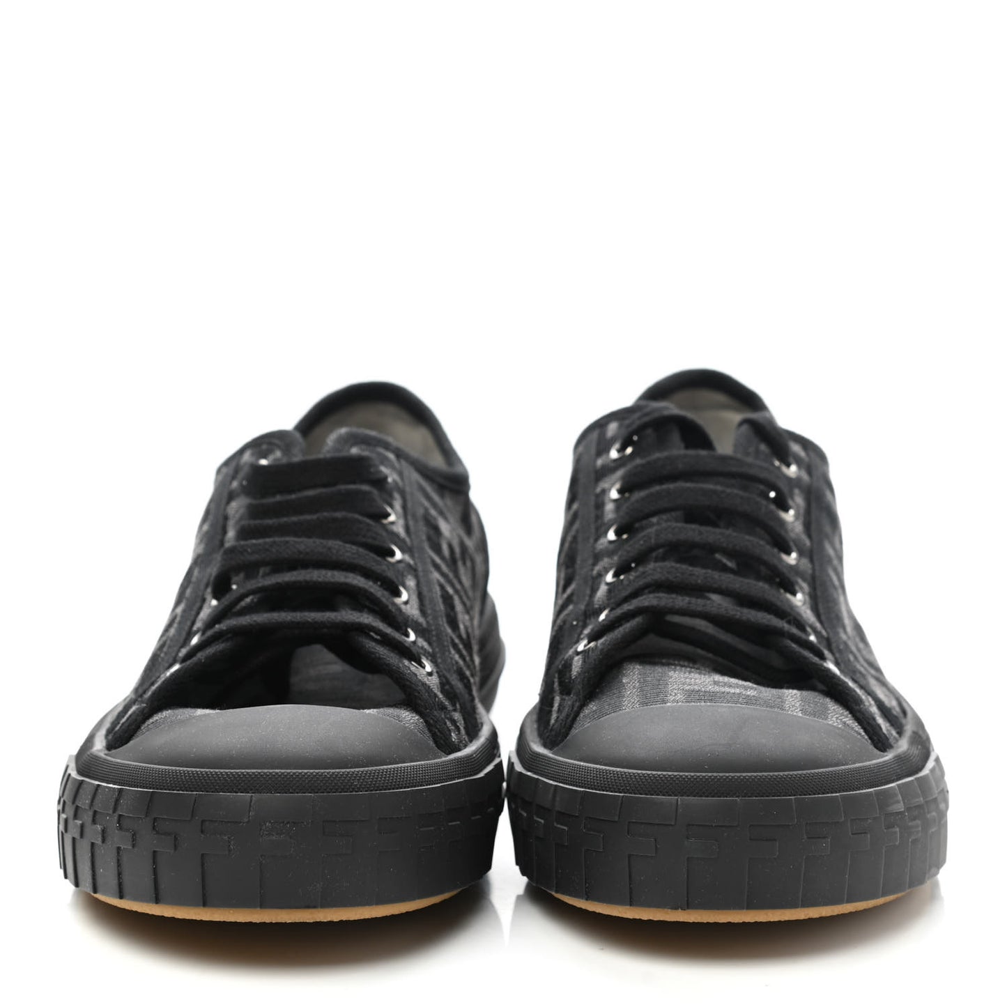 Fabric Jacquard Rubber FF Mens Domino Sneakers 11 Asfalto Black