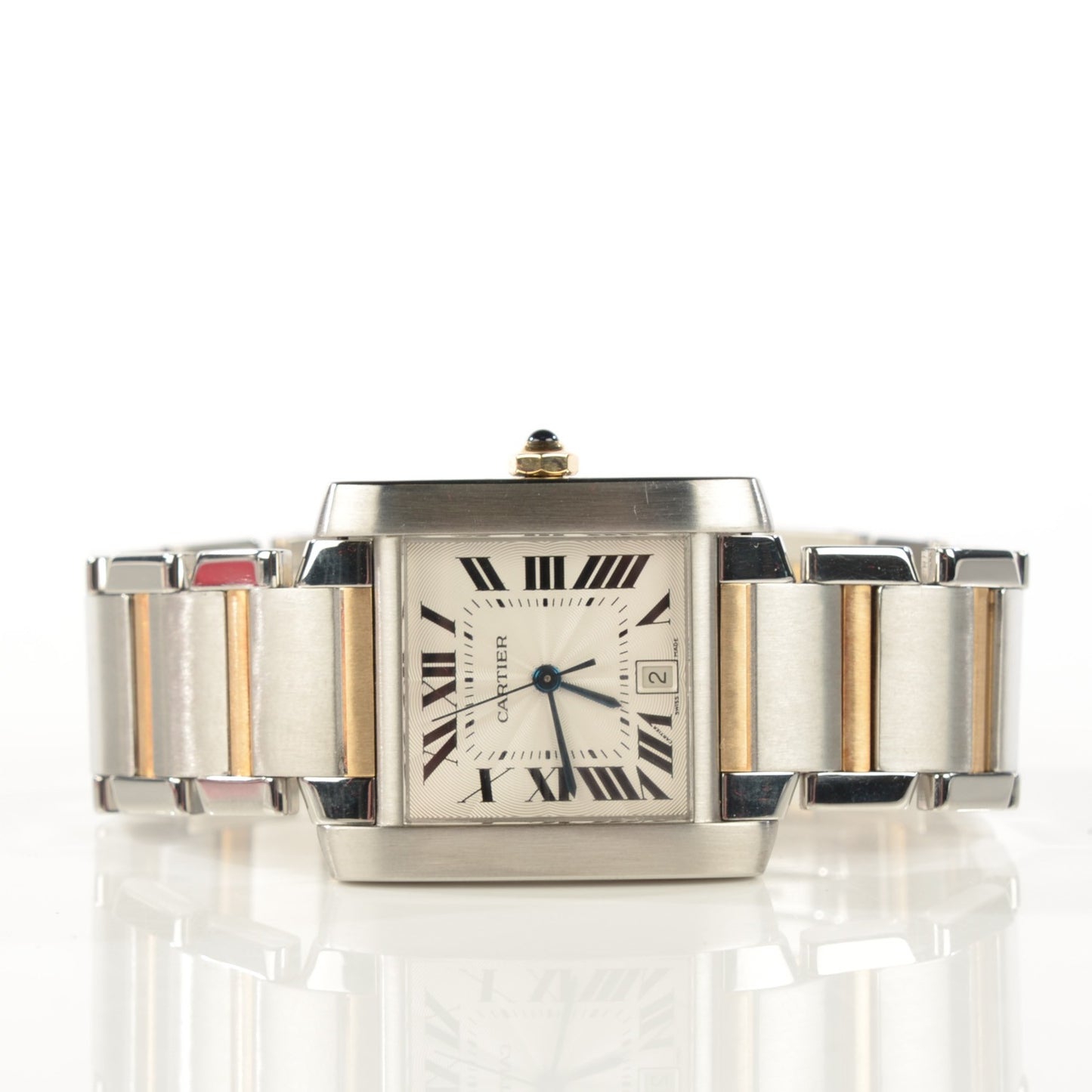 Stainless Steel 18K Yellow Gold 28mm Tank Francaise Automatic Watch