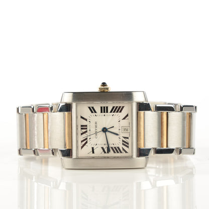 Cartier Stainless Steel 18K Yellow Gold 28mm Tank Francaise Automatic Watch 3 of 8