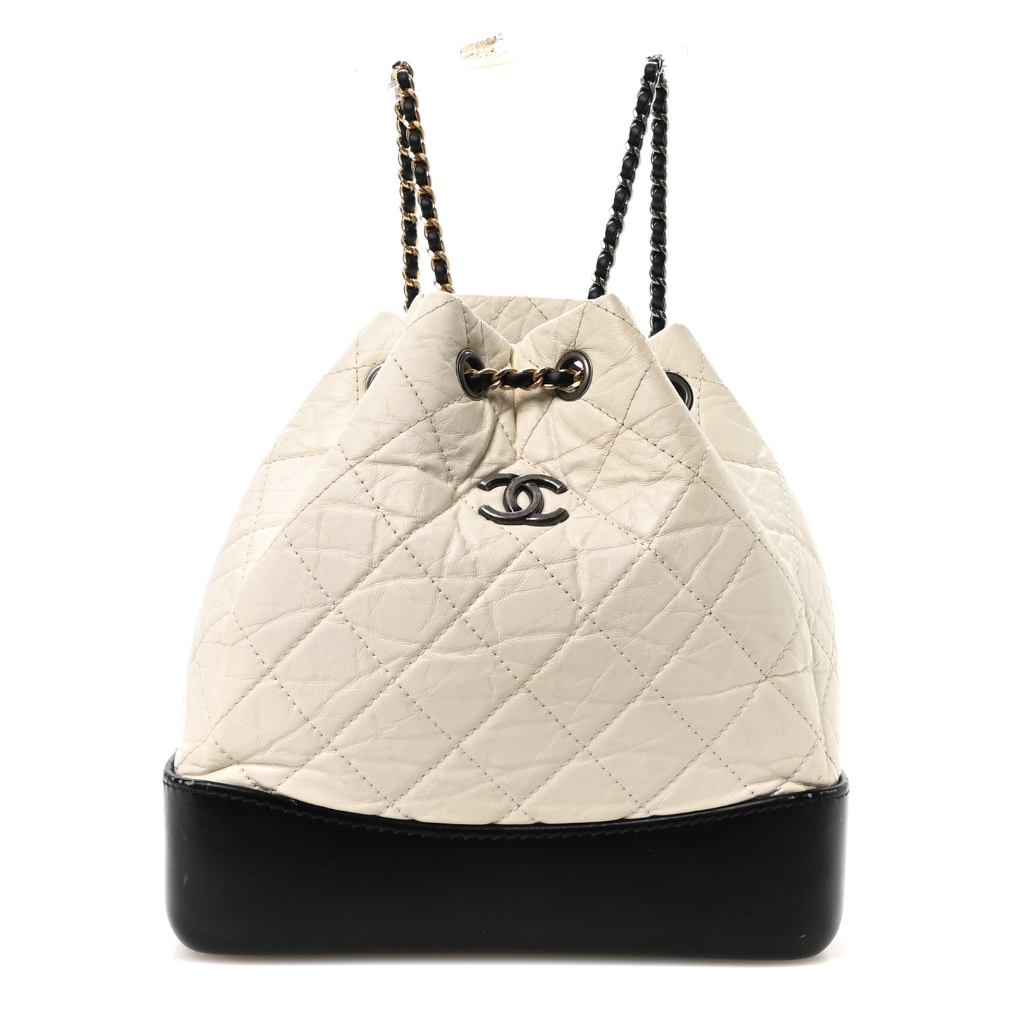 Aged Calfskin Quilted Small Gabrielle Backpack Black White