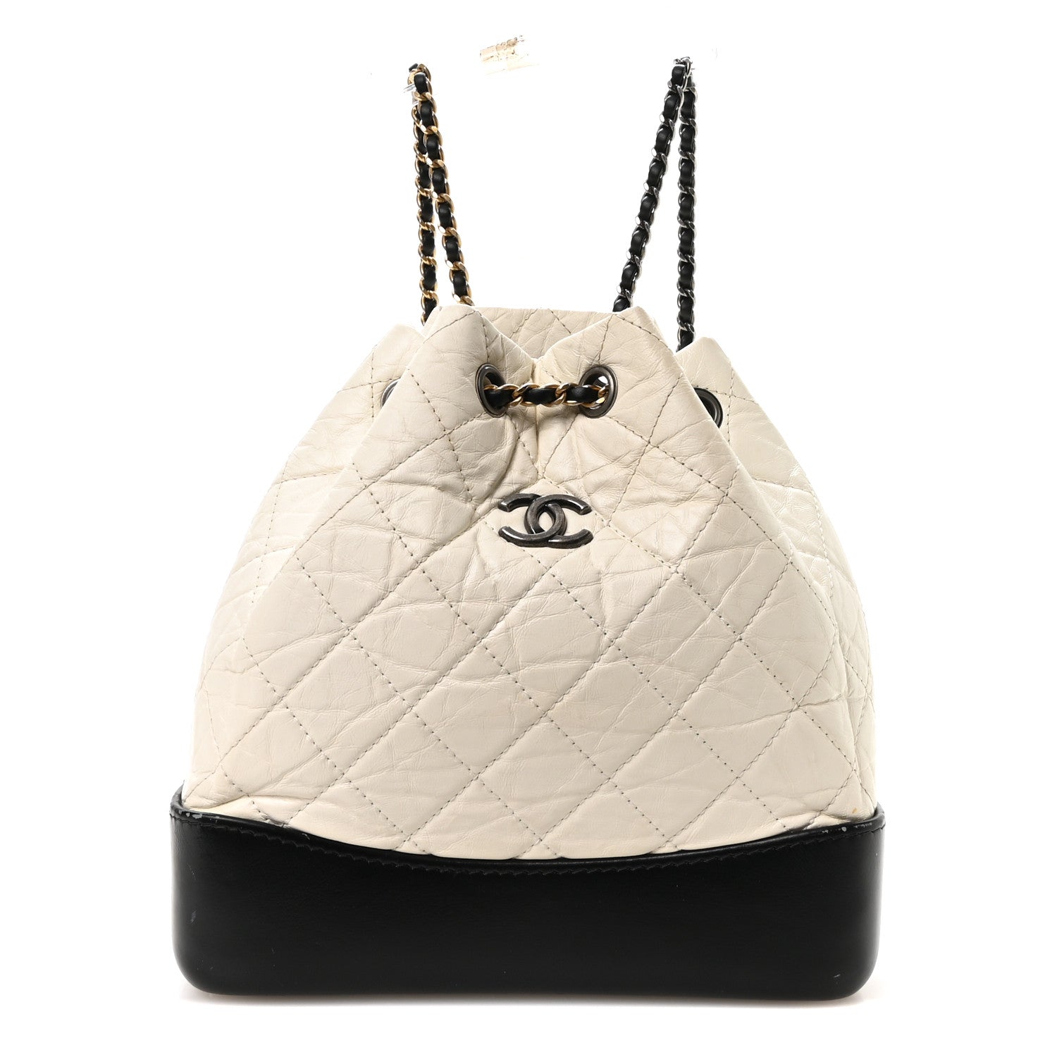 Chanel Aged Calfskin Quilted Small Gabrielle Backpack Black White 1 of 10