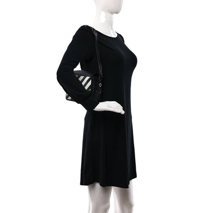 Off-White Saffiano Striped Diag Binder Clip Bag Black White 2 of 10