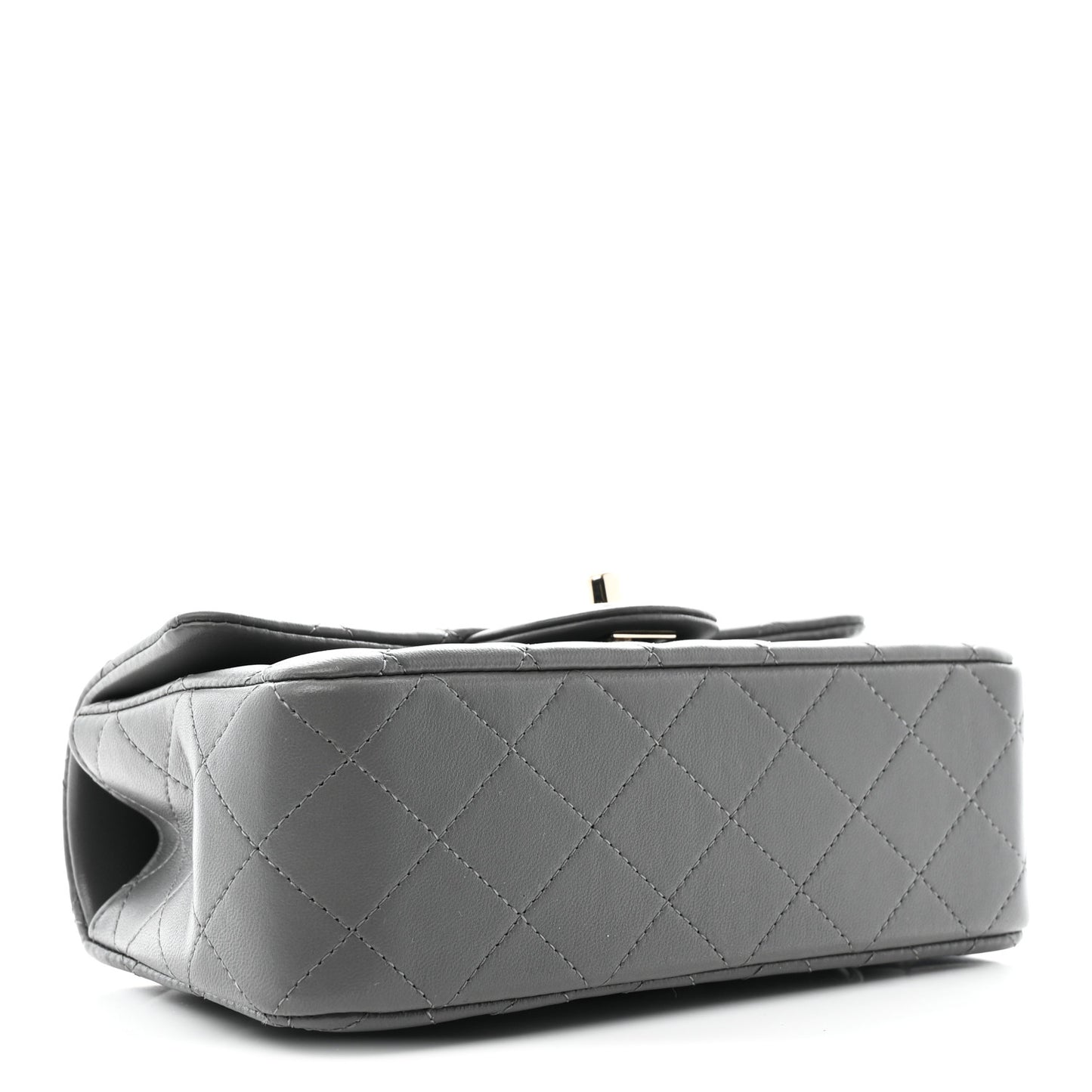 Lambskin Quilted Mini Top Handle Rectangular Flap Dark Grey