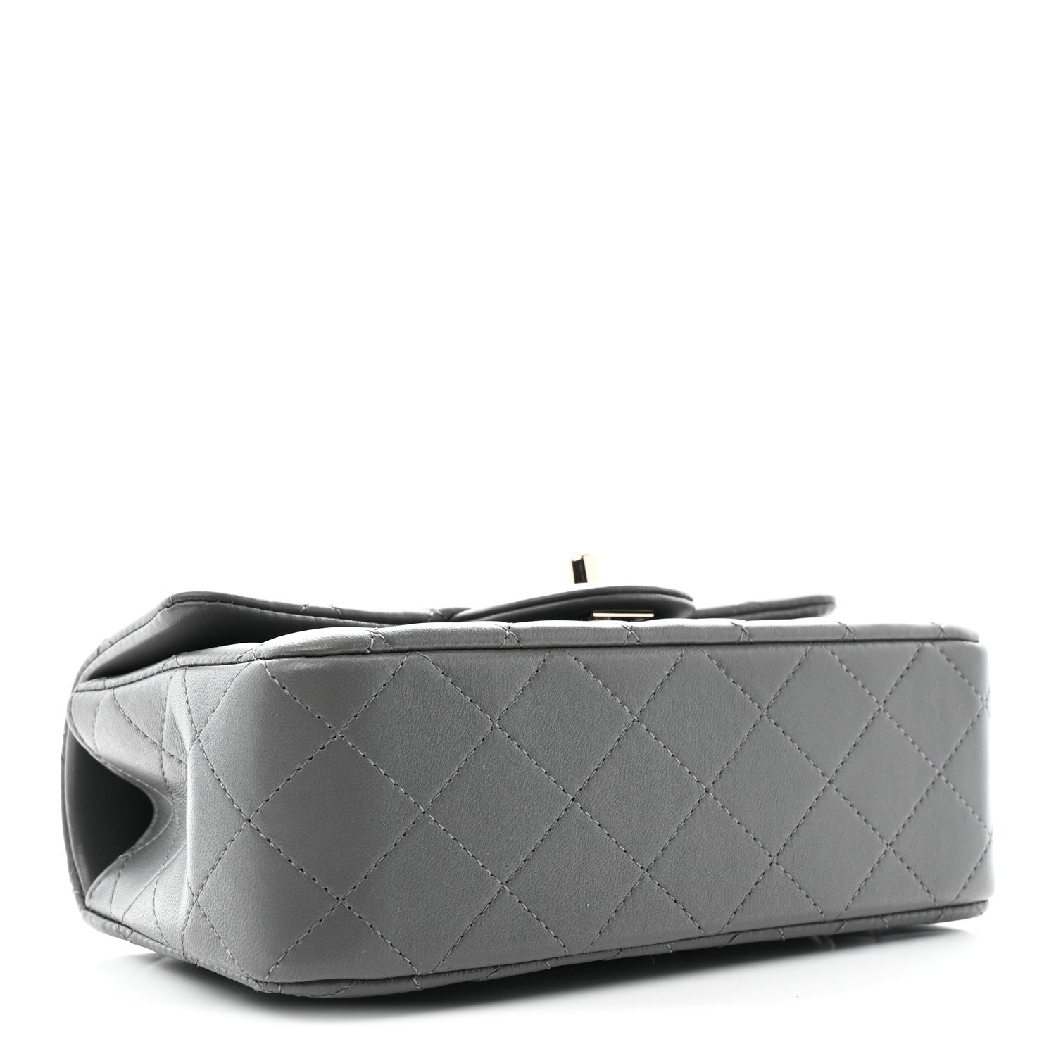 Chanel Lambskin Quilted Mini Top Handle Rectangular Flap Dark Grey 4 of 11