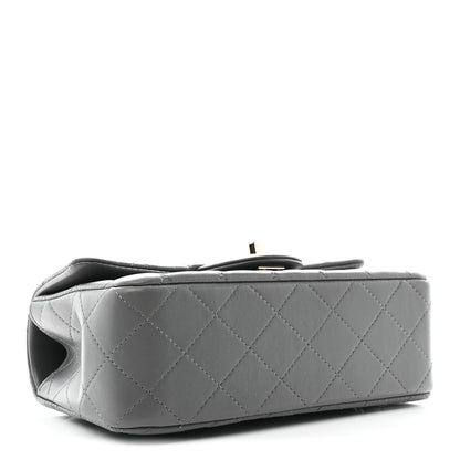 Chanel Lambskin Quilted Mini Top Handle Rectangular Flap Dark Grey 4 of 11