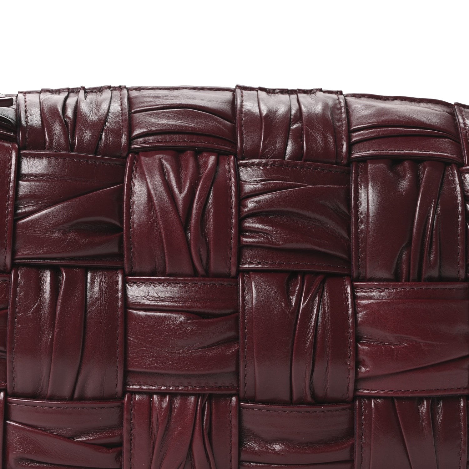 Bottega Veneta Paper Calfskin Intreccio Plisse Cassette Camera Bag Barolo 7 of 9
