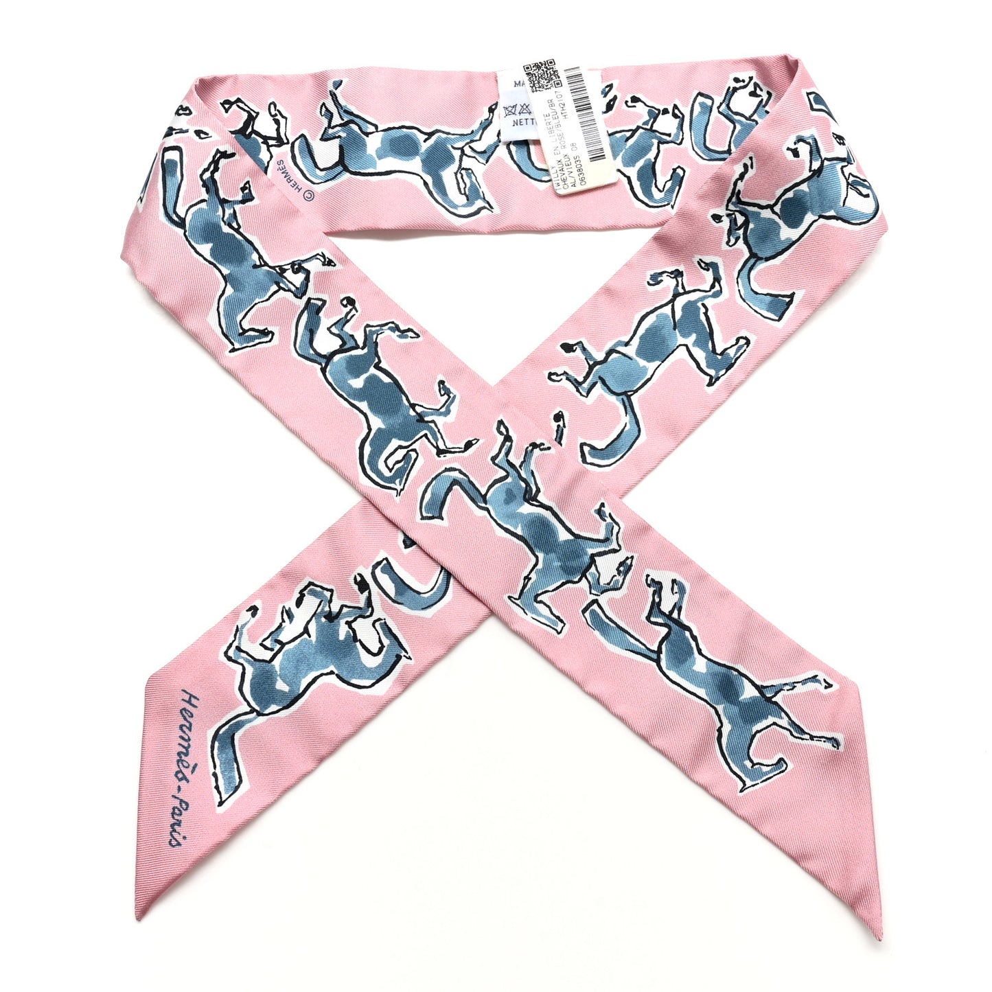 Silk Chevaux en Liberte Twilly Vieux Rose Bleu