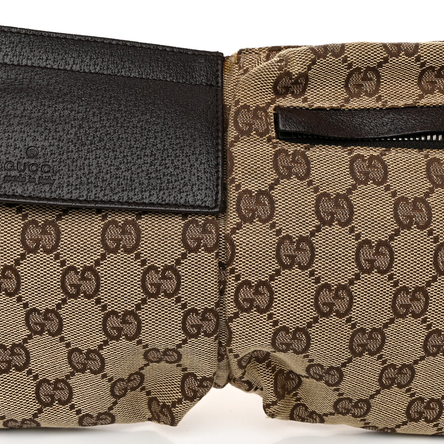 GG Monogram Double Pocket Belt Bag Dark Brown