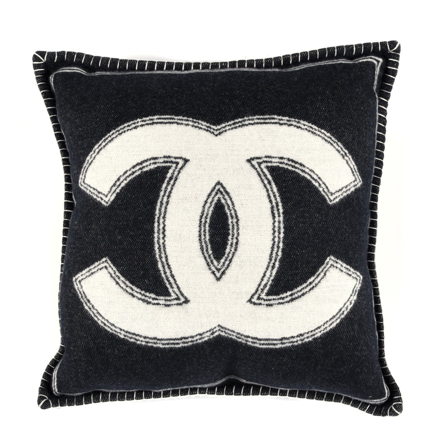 Merino Wool Cashmere CC Pillow Black Beige