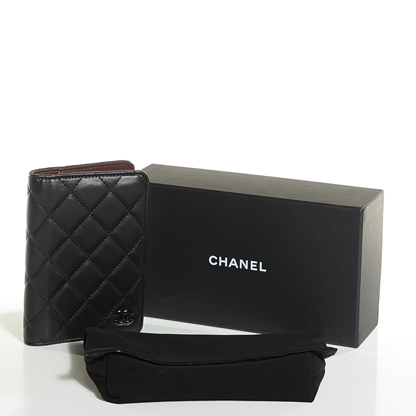Lambskin Quilted Passport Holder Black