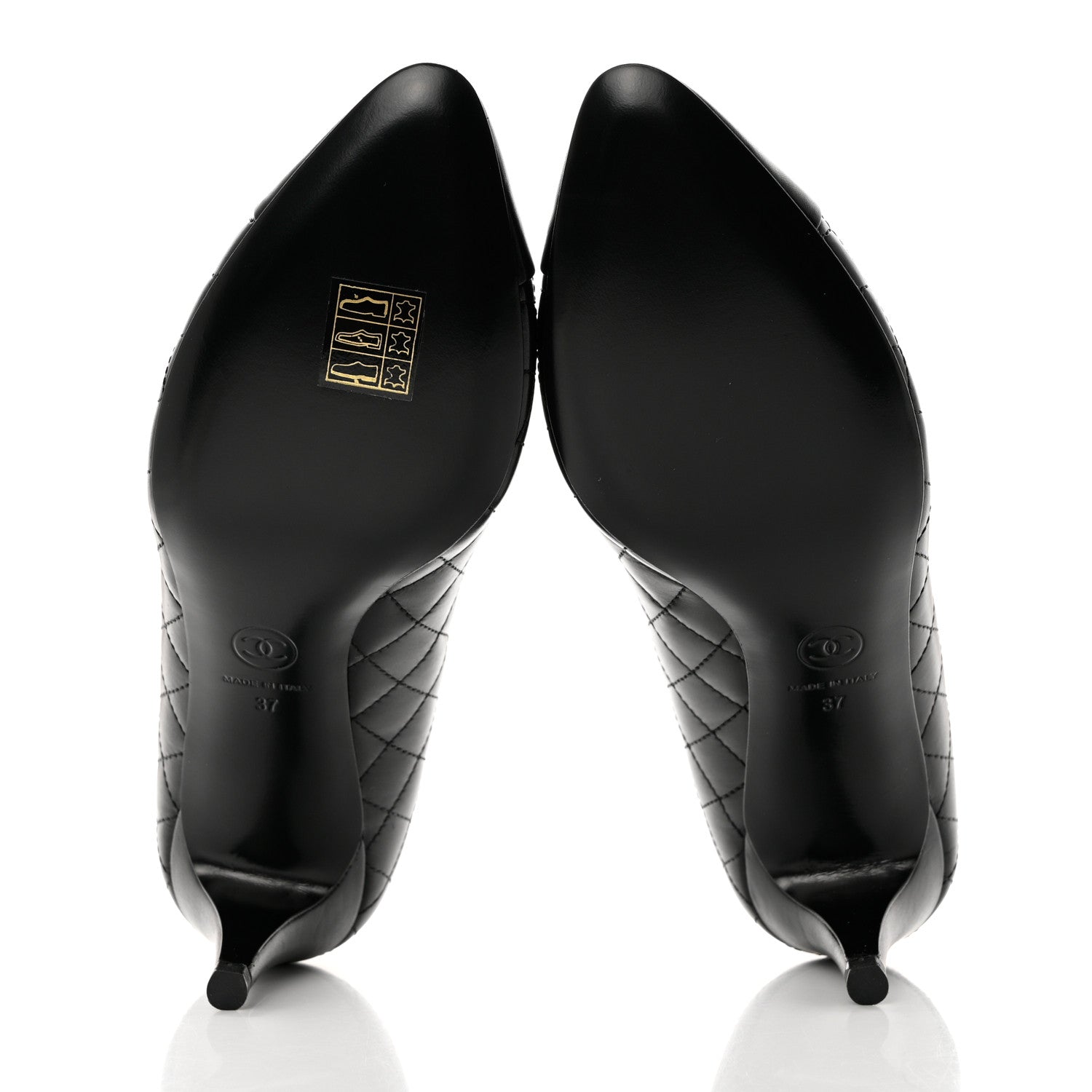 Chanel Calfskin Quilted Cap Toe Camellia Pumps 37 Black 5 of 9