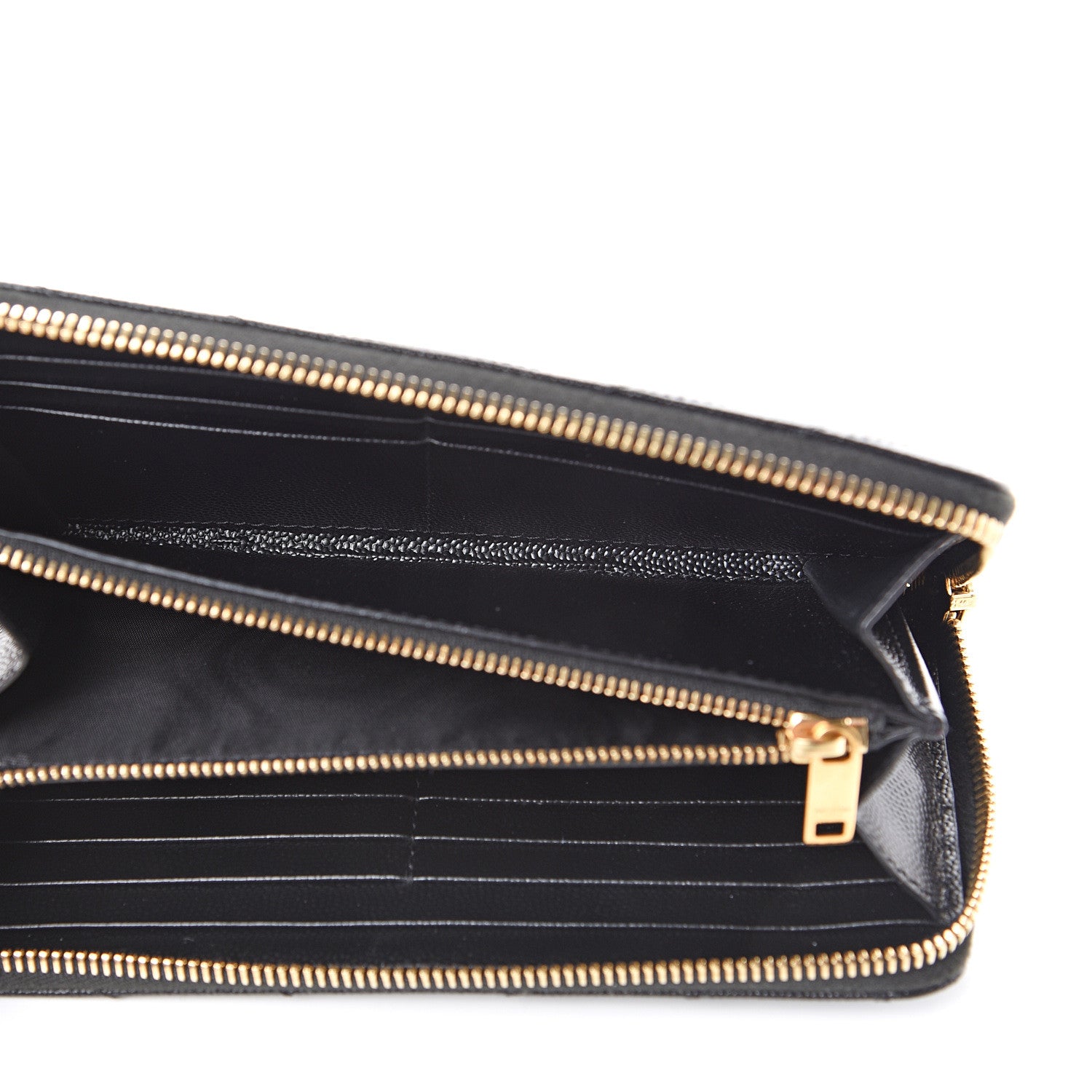 Saint Laurent Grain De Poudre Matelasse Chevron Monogram Zip Around Wallet Black 4 of 6