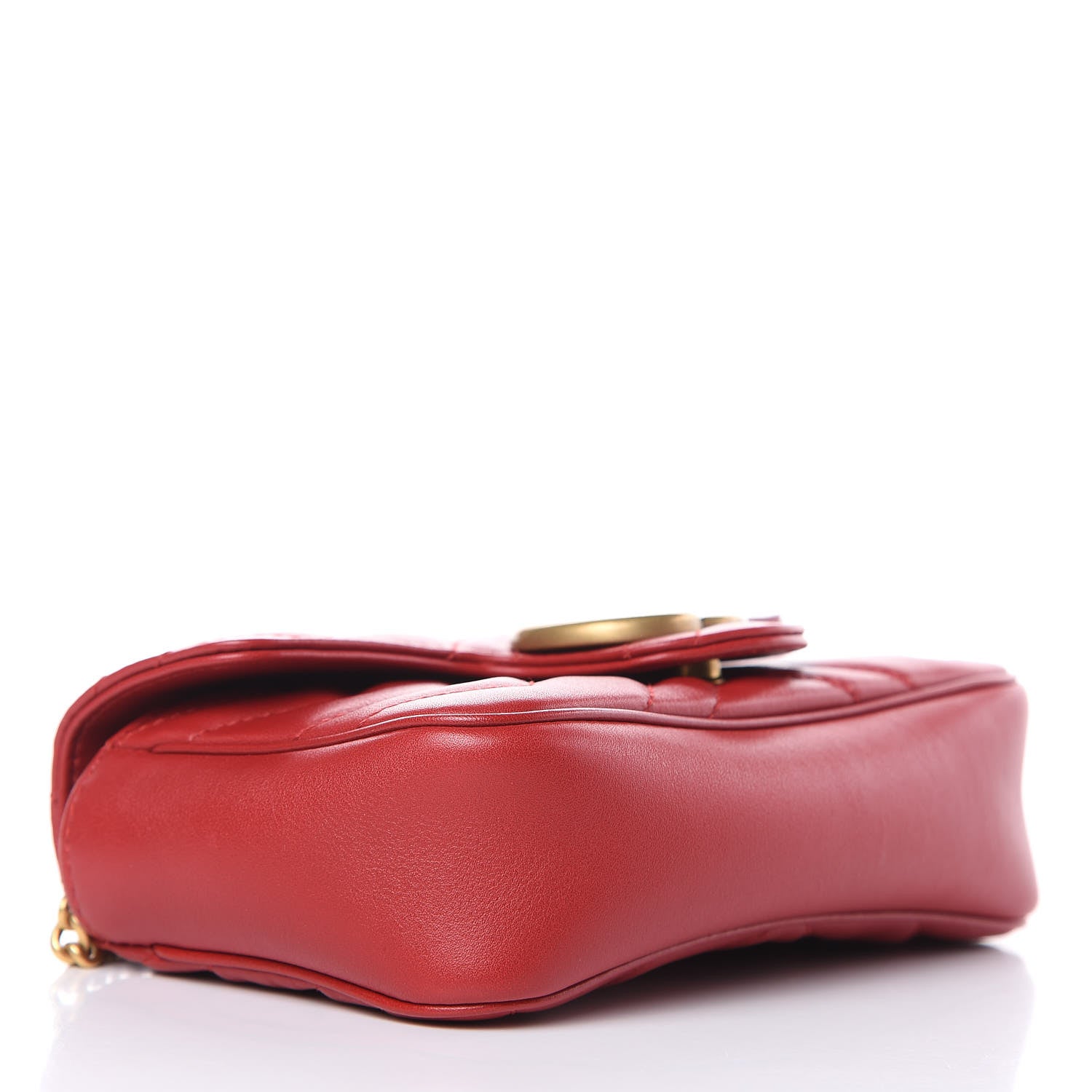 Gucci Calfskin Matelasse Super Mini GG Marmont Shoulder Bag Hibiscus Red 4 of 9