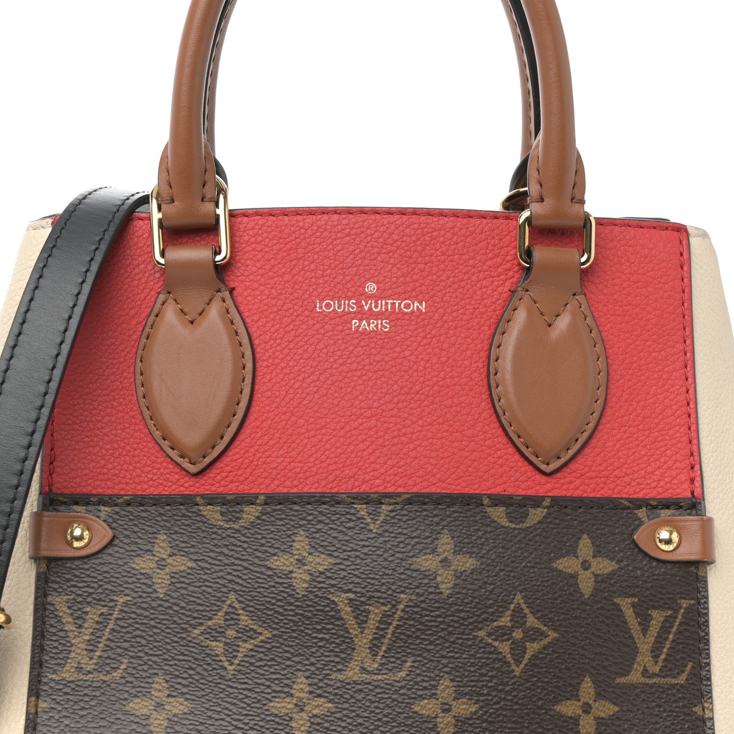 Calfskin Monogram Fold Tote PM Cerise Cream Black